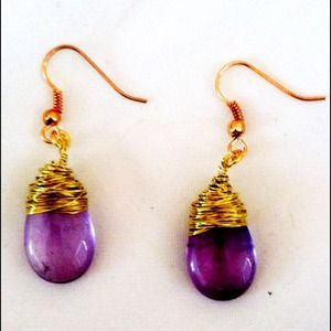 Handmade wire wrapped amythyst earrings