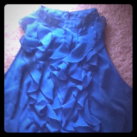 Turquoise Blue ruffle shirt by Mossimo.