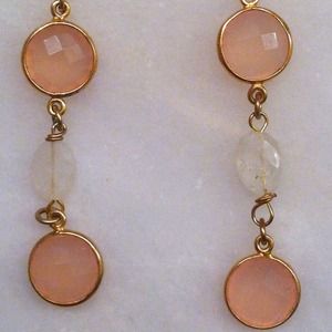 Rose pink Chalcedony and moonstone earrings!
