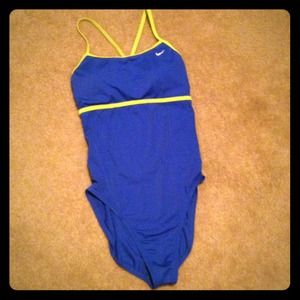 NEW! Blue and Lime Nike swimsuit, cross back