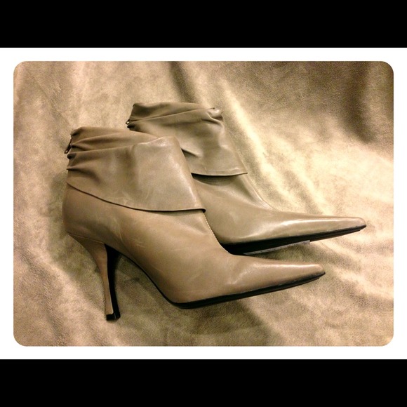 BCBG Gray Leather Booties