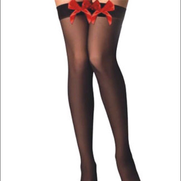 💋SOLD💋Black stockings w/red bows