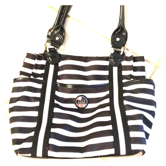Black and white striped purse