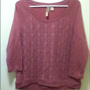 Pretty rose colored lace front top