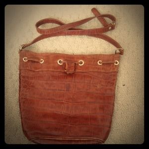 Ann Taylor brown leather croc bag
