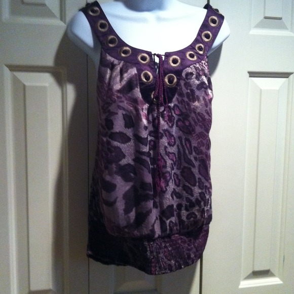 Very cute dark purple leopard print blouse