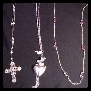 3 silver and gold necklaces