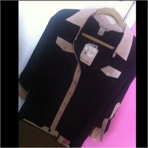 Black and creamy color button up shirt