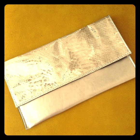 Silver envelope clutch