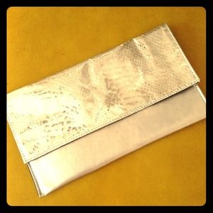Silver envelope clutch
