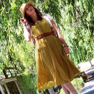 Ya Dresses - Pea green pleated midi dress Ya Dresses - Pea green pleated midi dress