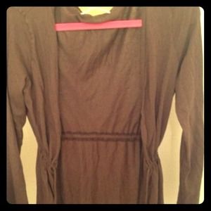 brown cardigan with drawstrings