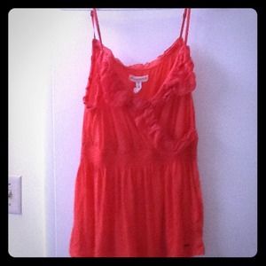 Ruffle front coral top