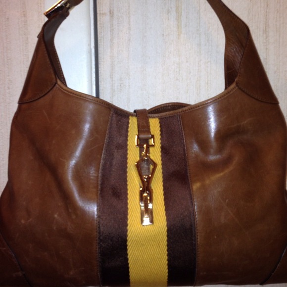 RESERVED* Gucci Leather Web Trim Jackie Bag
