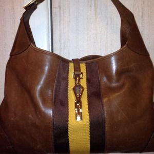 RESERVED* Gucci Leather Web Trim Jackie Bag