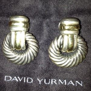 David Yurman SS & 18k Doorknocker earrings