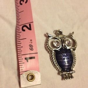 Blue rhinestone owl pendant