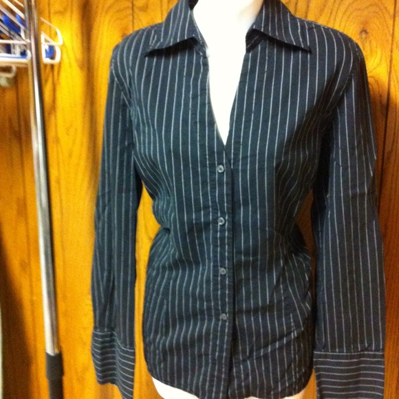 Express black striped button up shirt