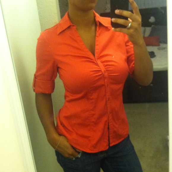 Orange button up - Picture 3 of 3