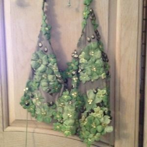 Beaded backless halter:sold
