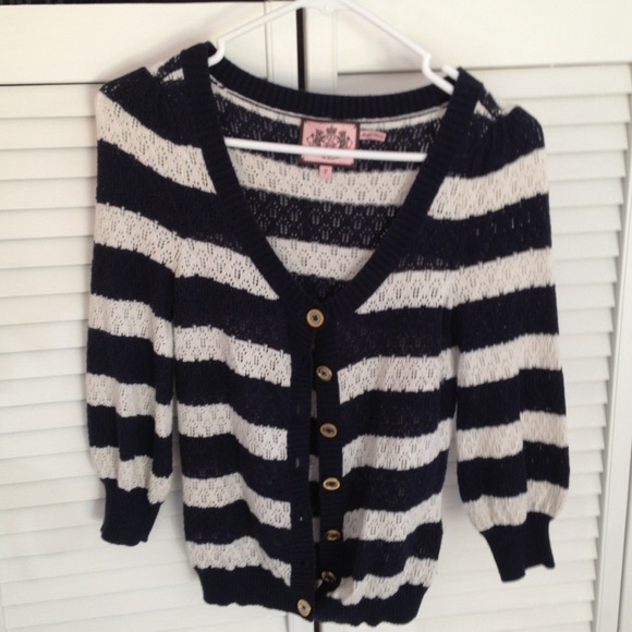 ❌ SOLD ❌ Juicy C. navy & white 3/4 sleeve cardigan