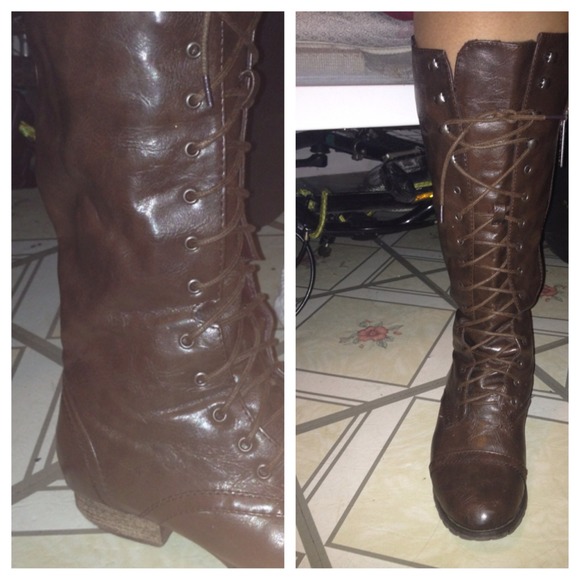 Brown lace up boots
