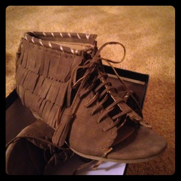 Taupe Peep Toe Booties Brand New