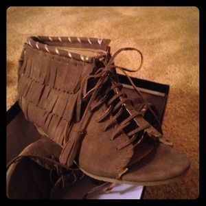 Taupe Peep Toe Booties Brand New