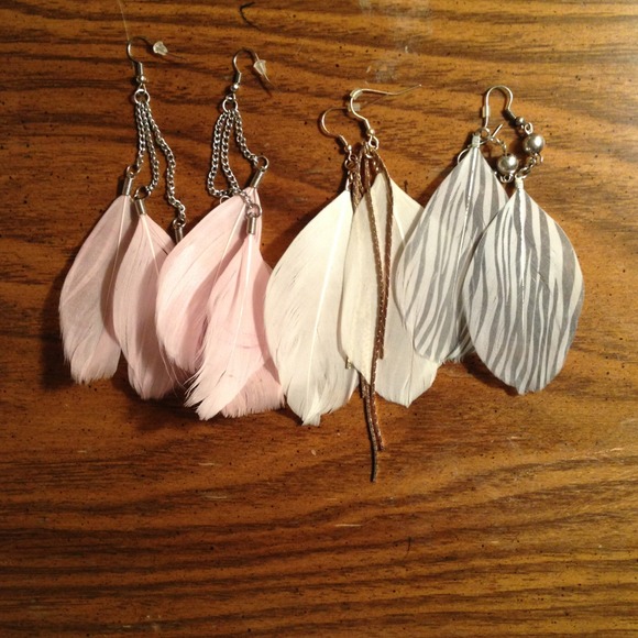3 Pairs of Feather Earrings