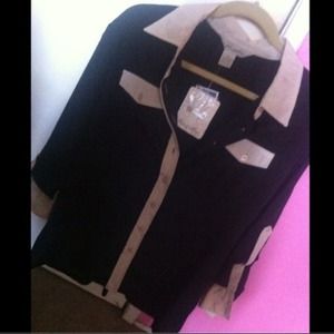 Black and creamy button up top