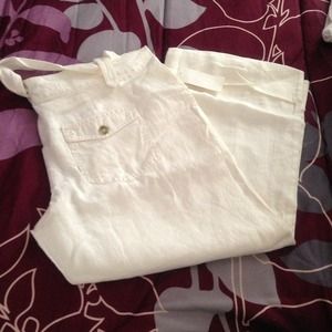 💢SOLD💢 White linen capri
