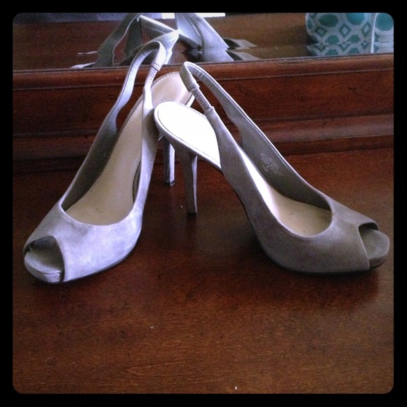 Nine West Shoes - Nine West grey suede sling back peep toe pumps-7.5