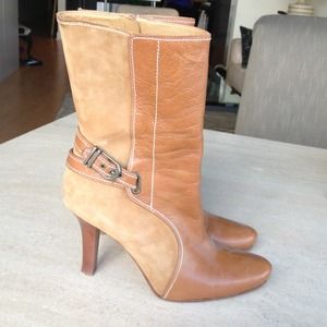 Camel leather and suede boots