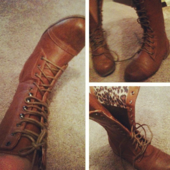 Tan combat boots