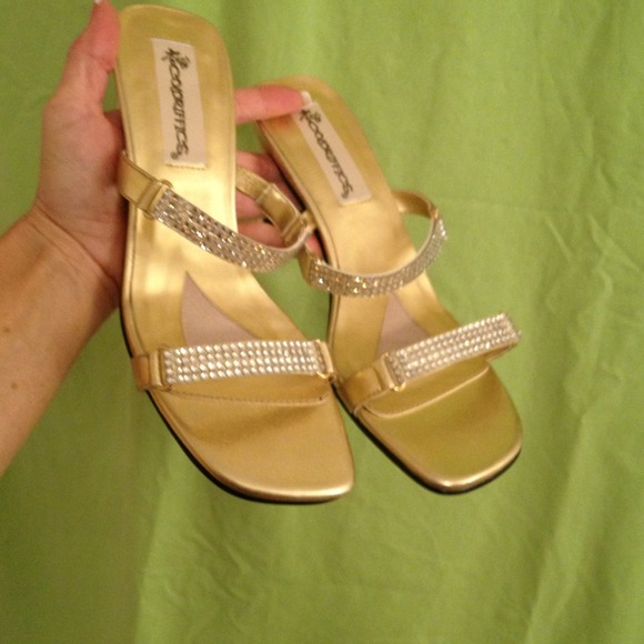 Glitzy shoes, worn once. Has built in non-slip.