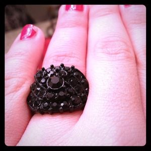 NWT Black Rhinestone Ring.