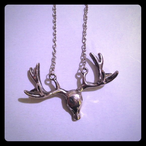 Silver Deer Head Necklace