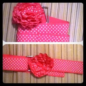 Pink and white polka dot flower belt