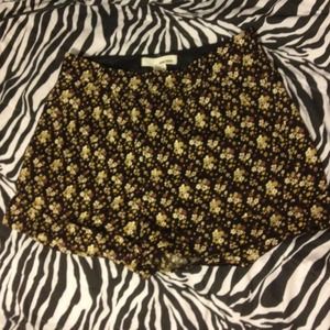 Brown floral high waisted shorts