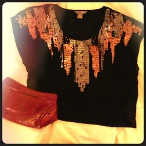 Black and sequin party top
