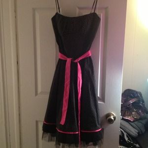 Pink and black polka dot dress