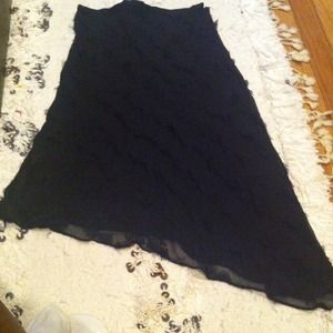 BCBG silk ruffle asymmetrical skirt in black