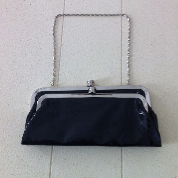 Black House White Market Black Patent  Clutch