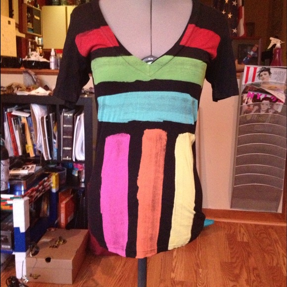 Urban outfitters colorful striped v-neck