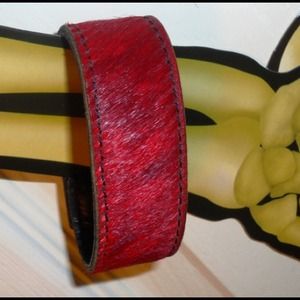 Crimson pony hair cuff
