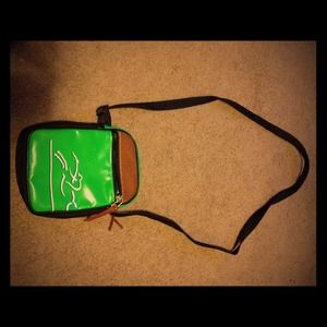 Green Longchamp camera bag