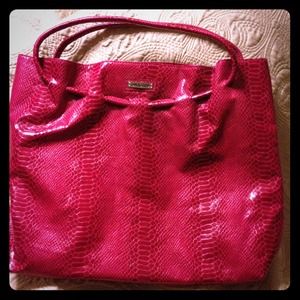 *PRICE REDUCE*New!raspberry color faux python tote