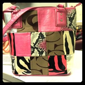 Print pink hand bag