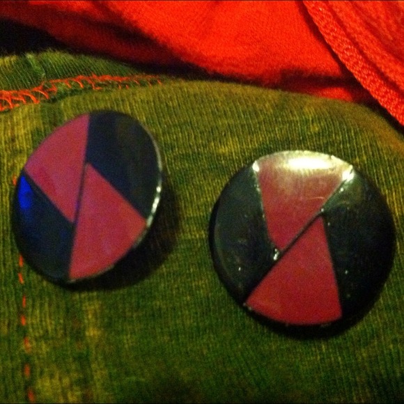 Color block metal retro clip on earrings