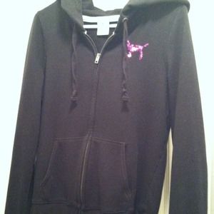 VS Black Front Zip Hoodie w/Bling!